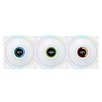 Lian Li UNI FAN SL Wireless LCD 120mm ARGB Case Fans with 1.6&rdquo; LCD Screen (3 Pack) - White